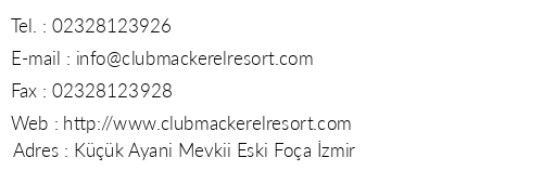 Club Mackerel telefon numaralar, faks, e-mail, posta adresi ve iletiim bilgileri